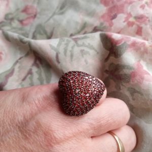 925 silver ring size 4 huge garnet